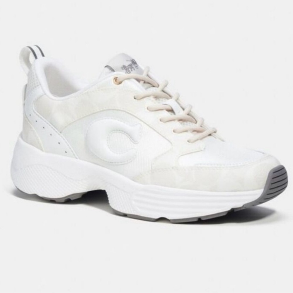Women’s Coach Tech Runner C275 Signature Canvas Sneakers Glacier White NWOB